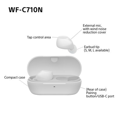 Sony WFC-710N Wireless Noise Cancelling Bluetooth Earbuds White