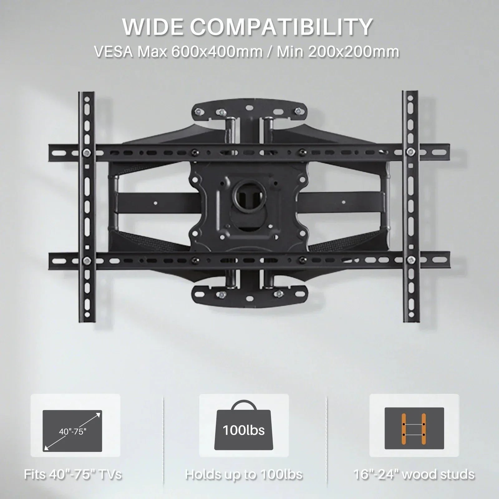 Sylvox S100MCMA0 Outdoor TV Full Motion Wall Mount for 32 to 75 Inch TVs