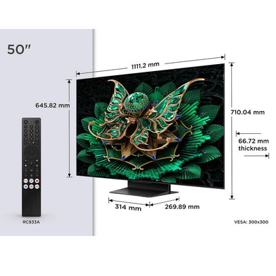 TCL 50C7K-UK 50 Inch Premium 4K QD-Mini LED UHD HDR Smart Google TV