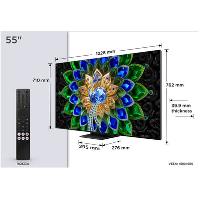 TCL 55A400U-UK 55 Inch A400U 4K Ultra HD HDR QD-Mini LED Smart Google TV 2026