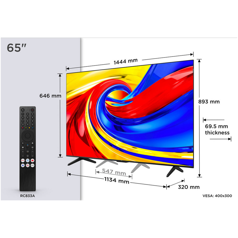 TCL 65P7L-UK 65 Inch P7L 4K Ultra HD HDR QLED Direct LED Smart Google TV 2026