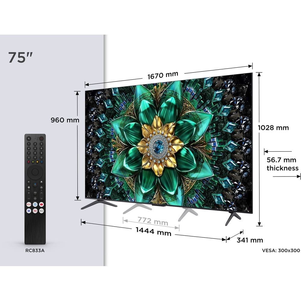 TCL 75Q6C-UK 75 Inch Q6C 4K Ultra HD HDR QD-Mini LED Smart Google TV
