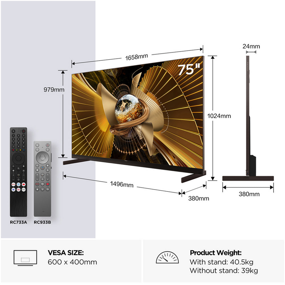 TCL 75X11L-UK 75 Inch X11L 4K Ultra HD HDR SQD Mini LED Smart Google TV 2026