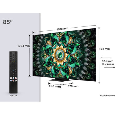 TCL 85Q7C-UK 85 Inch Q7C 4K Ultra HD HDR QD-Mini LED Smart Google TV