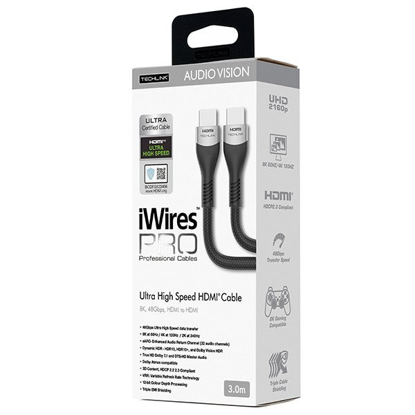 Techlink 711803 iWires Pro 8K HDMI Ultra Certified Cable - 3 Metre