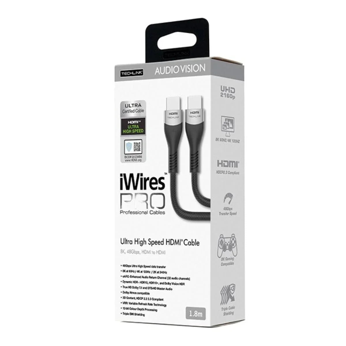 Techlink 711818 iWires Pro 8K HDMI Ultra Certified Cable - 1.8 Metre