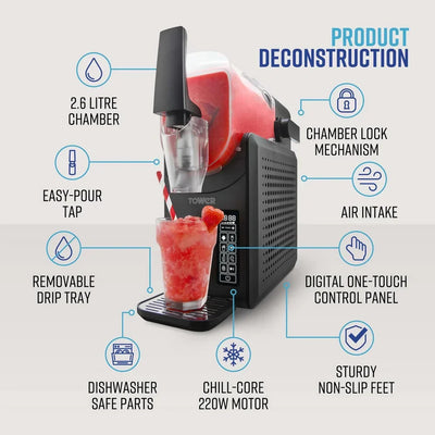 Tower T19058 Slushie Fusion 2.6 Litre 5-in-1 Frozen Drinks Maker - Black