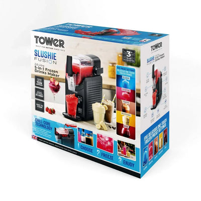 Tower T19058 Slushie Fusion 2.6 Litre 5-in-1 Frozen Drinks Maker - Black