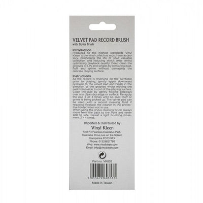 Vinyl Kleen VK003 Velvet Pad Record Cleaner With Stylus Brush
