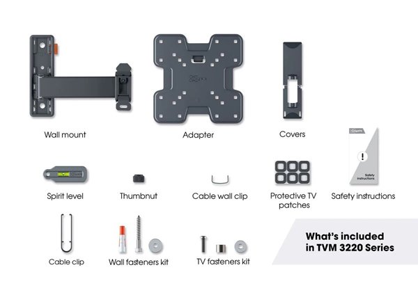 Vogels Comfort TVM 3225 Full Motion TV Wall Mount for TVs from 19 to 43 inches