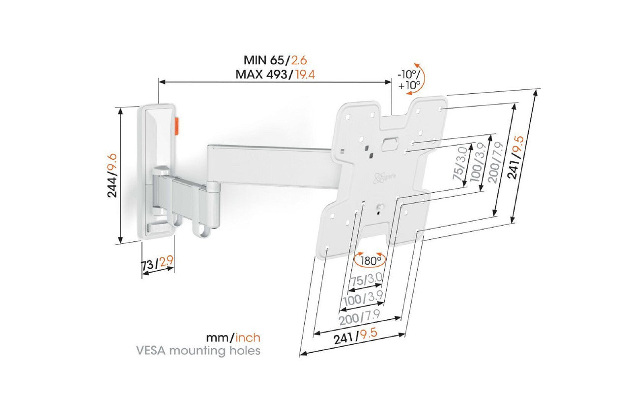 Vogels Comfort TVM 3245 Full-Motion TV Wall Mount for TVs 19 - 43 inches White - Ex-Display Clearance