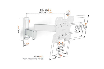 Vogels Comfort TVM 3245 Full-Motion TV Wall Mount for TVs 19 - 43 inches White - Ex-Display Clearance
