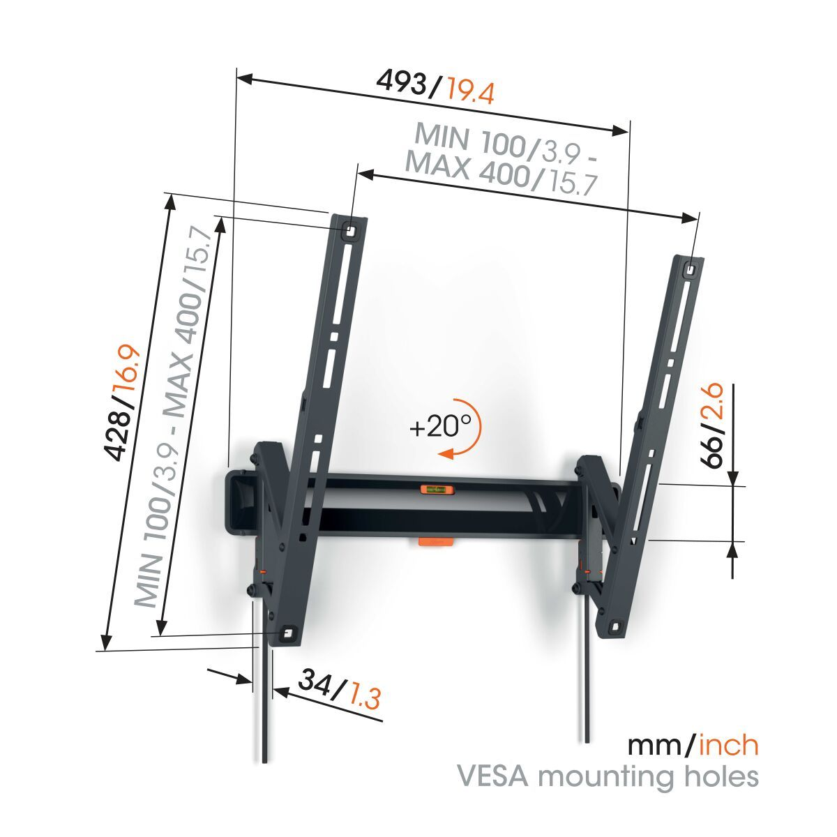 Vogels Comfort TVM 3415 Tilting TV Wall Mount for TVs from 32 to 65 inches