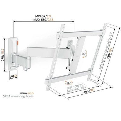 Vogels Comfort TVM 3445 Full-Motion TV Wall Mount for TVs from 32 to 65 inches White