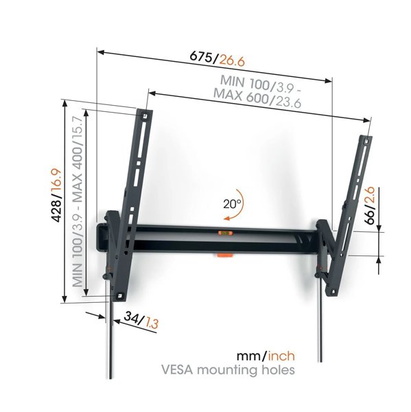 Vogels Comfort TVM 3615 Tilting TV Wall Mount for TVs from 40 to 77 inches