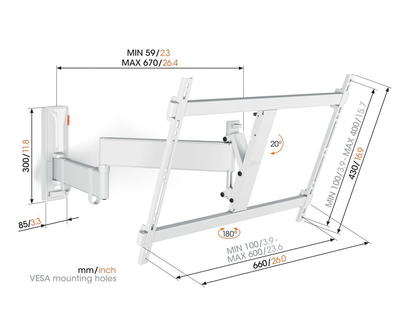Vogels Comfort TVM 3645 Full-Motion TV Wall Mount  for TVs from 40 to 77 inches White
