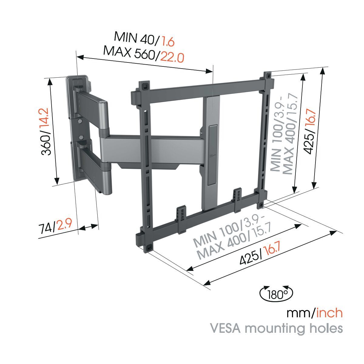 Vogels ELITE TVM 5445 Full-Motion TV Wall Mount black