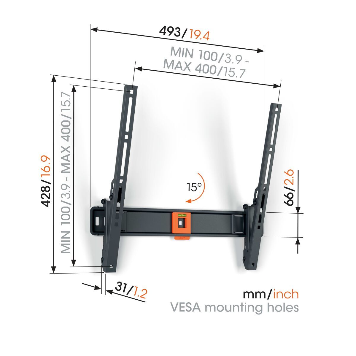 Vogels Quick TVM 1415 Tilting TV Wall Mount for TVs from 32 to 65 inches - Ex-Display Clearance