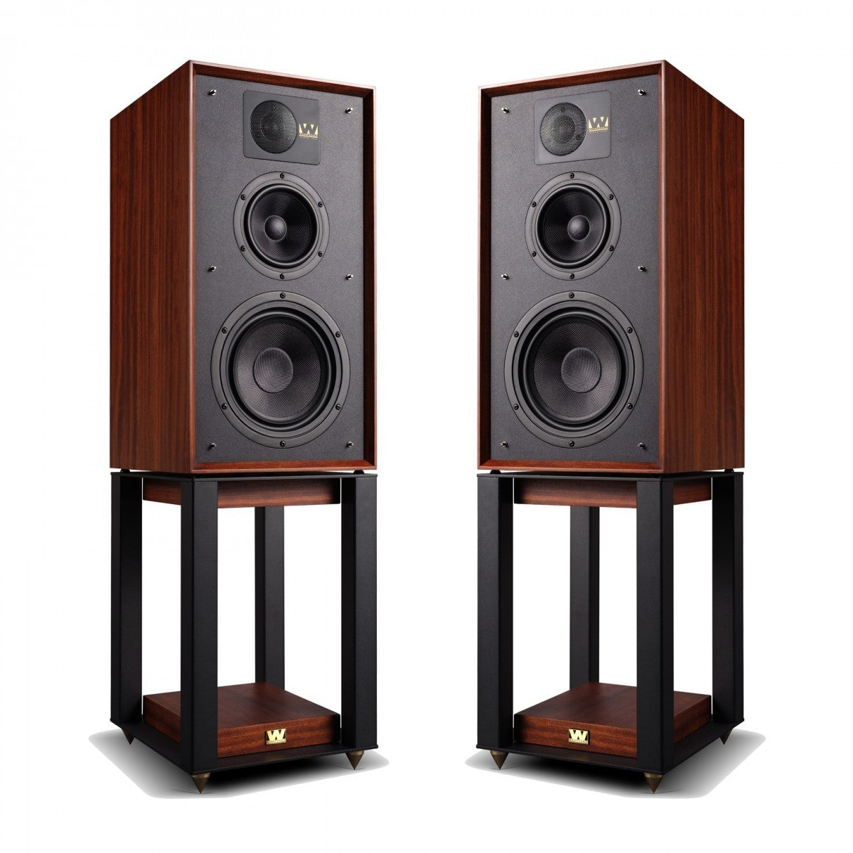 Wharfedale Linton Heritage Standmount Speakers with Matching Stands - Mahogany