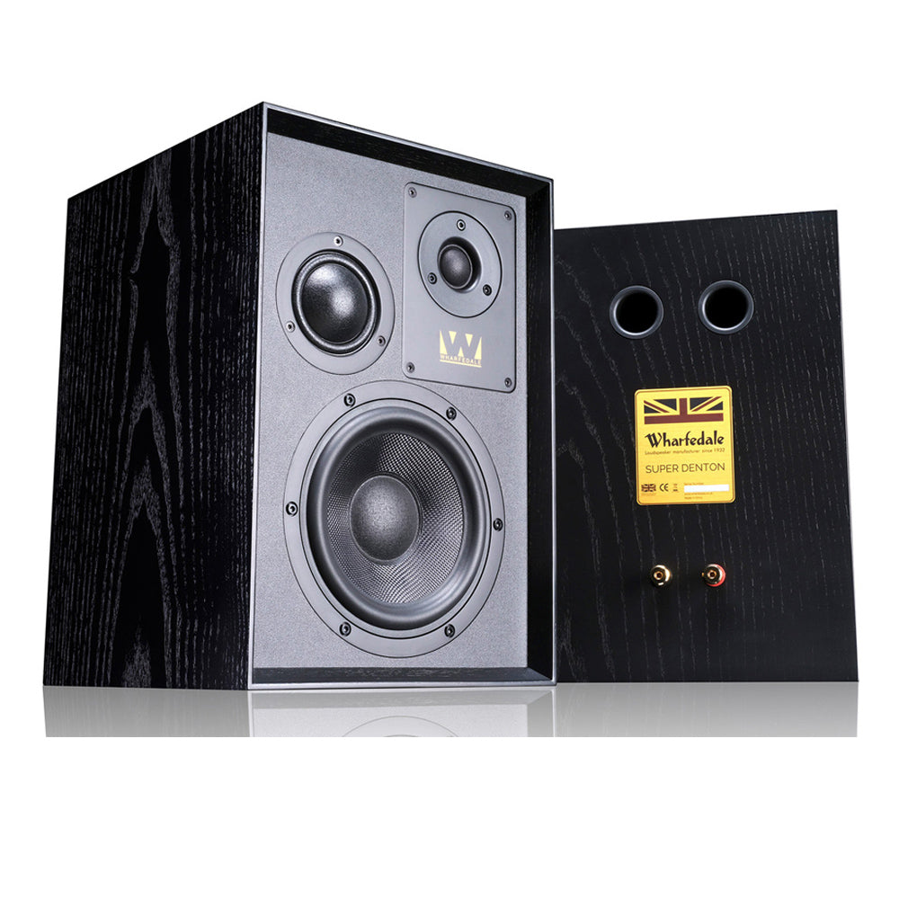 Wharfedale Super Denton Heritage Standmount Bookshelf Speakers Pair - Black Oak