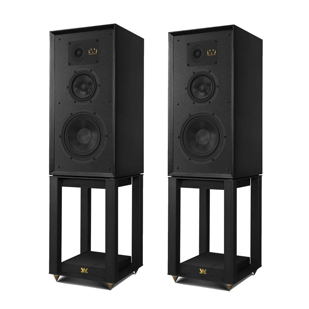 Wharfedale Super Linton Heritage Standmount Speakers with Matching Stands - Black Oak