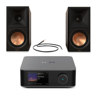 WiiM Amp Ultra Streaming Amplifier Grey with Klipsch RP-600M II Bookshelf Speakers Walnut - HiFi Package