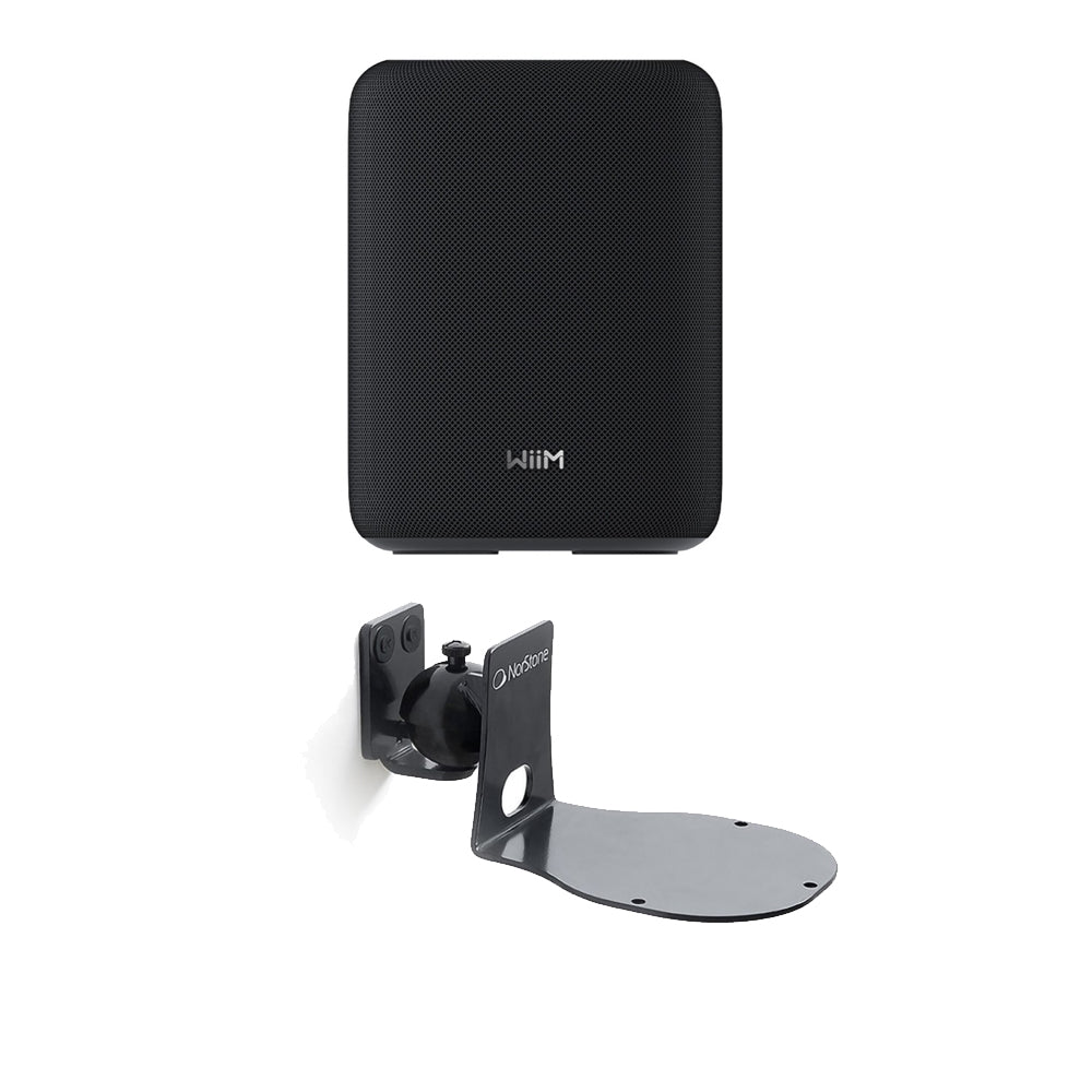 WiiM Sound Lite Wireless Smart Speaker with WiiM NorStone Wall Mount (Single) - Black