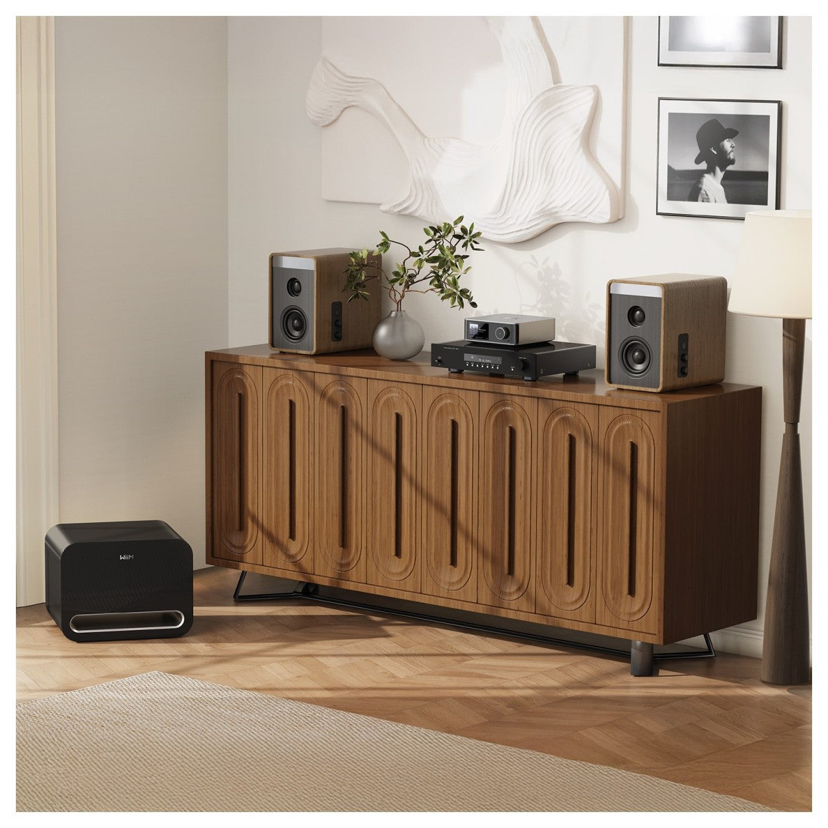 WiiM Sub Pro 8 Inch 250W Wireless Smart Subwoofer with Wi-Fi & Bluetooth - Black