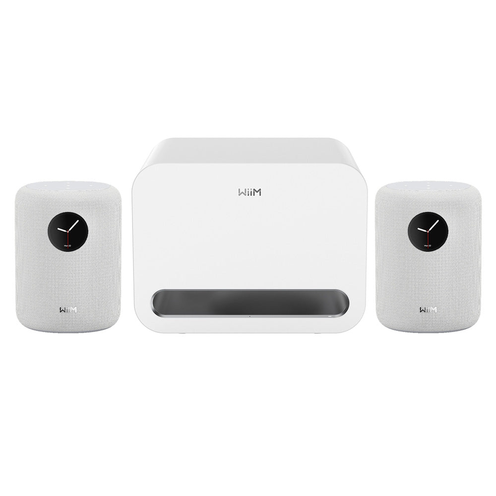 WiiM Sub Pro Wireless Subwoofer with WiiM SOUND Wireless Multiroom Smart Speakers Pair - White