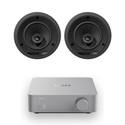 Wiim Vibelink Stereo Amplifier Silver with Bowers & Wilkins CCM664 Ceiling Speakers Pair Bundle