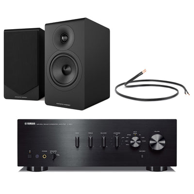 Yamaha AS501 Integrated Stereo Amplifier with Acoustic Energy AE300 MK2 Bookshelf Speakers HiFi Package Black
